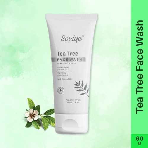 Tea Tree Face Wash with Glycolic Acid – 60g | Cures Acne & Pimples | Controls Excess Oil | Anti-Dullness