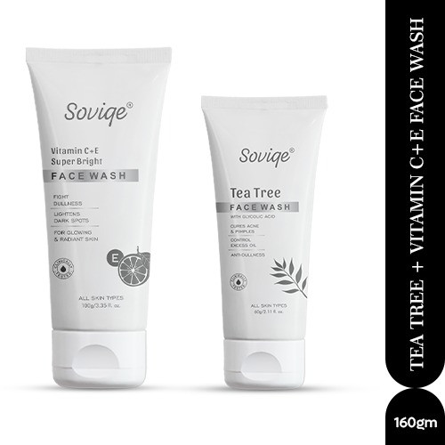 Tea Tree Face Wash with Glycolic Acid – 60g&Vitamin C+E Face Wash – 100gm