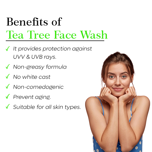 Tea Tree Face Wash with Glycolic Acid – 60g&Vitamin C+E Sunscreen SPF 50 PA++++ – 60g