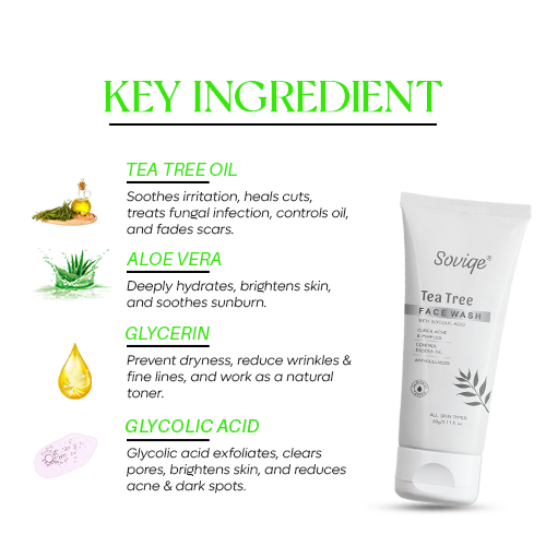 Tea Tree Face Wash with Glycolic Acid – 60g&Rice Water & 02% niacinamide Face Wash100gm